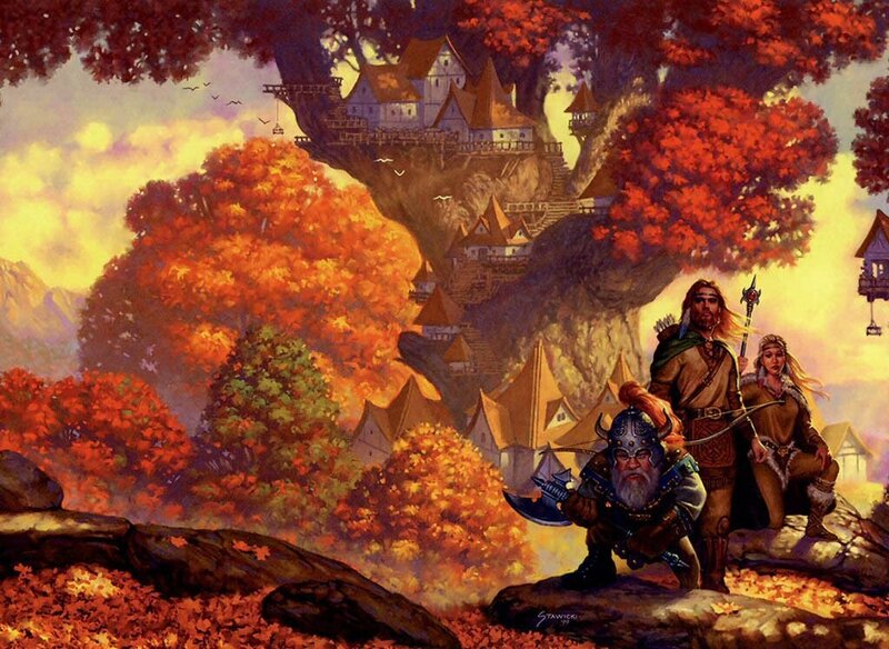 Fantasy adventurers in autumn
