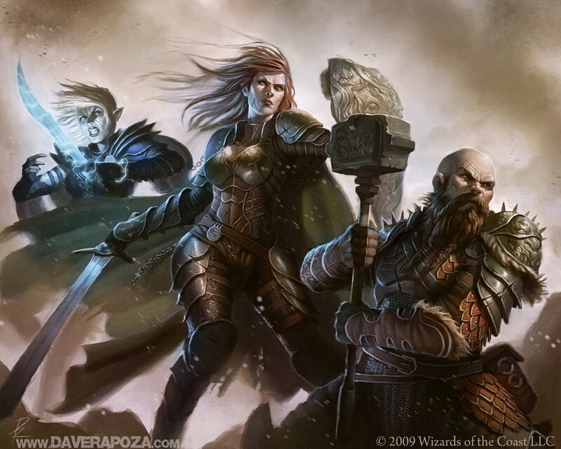 fantasy adventurers in battle