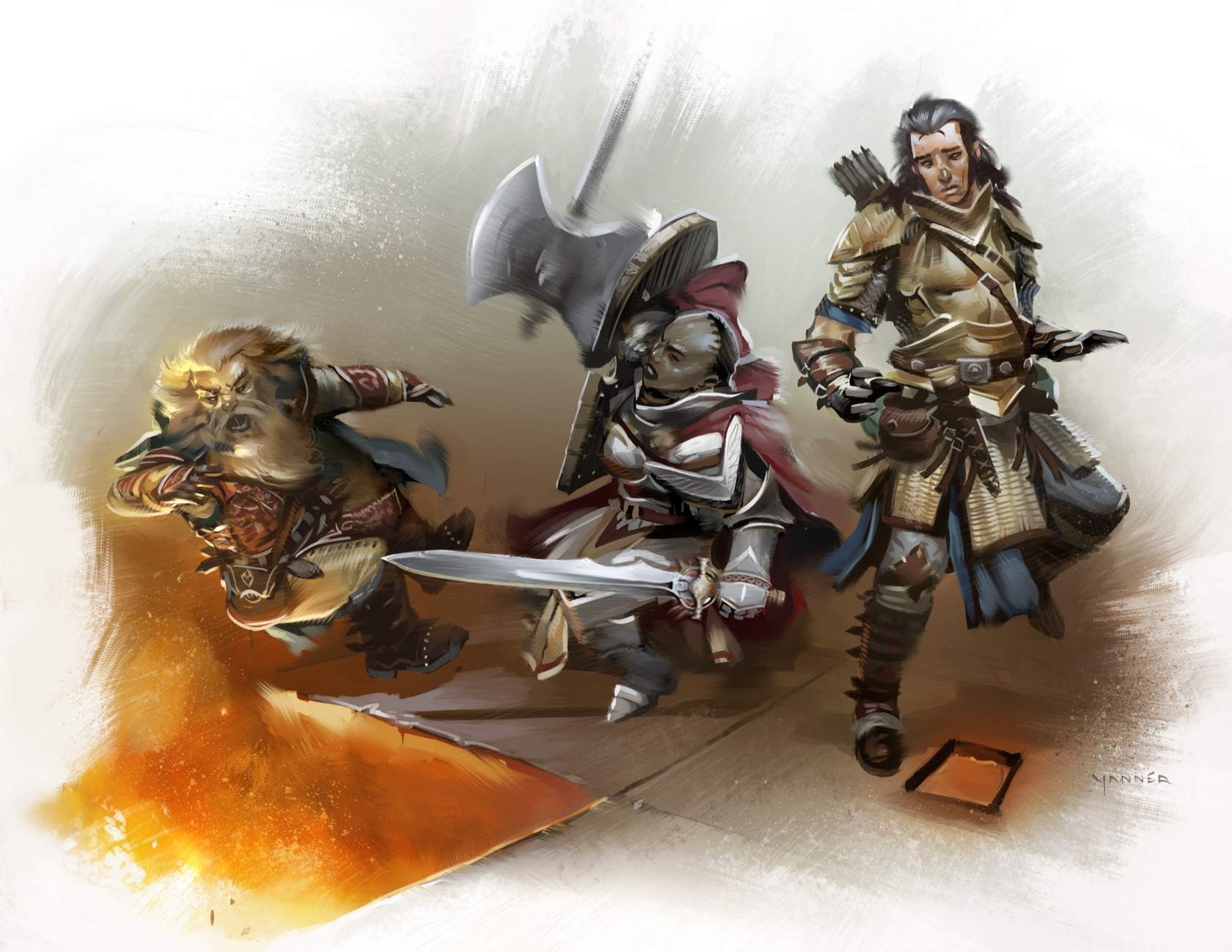 fantasy adventurers in combat