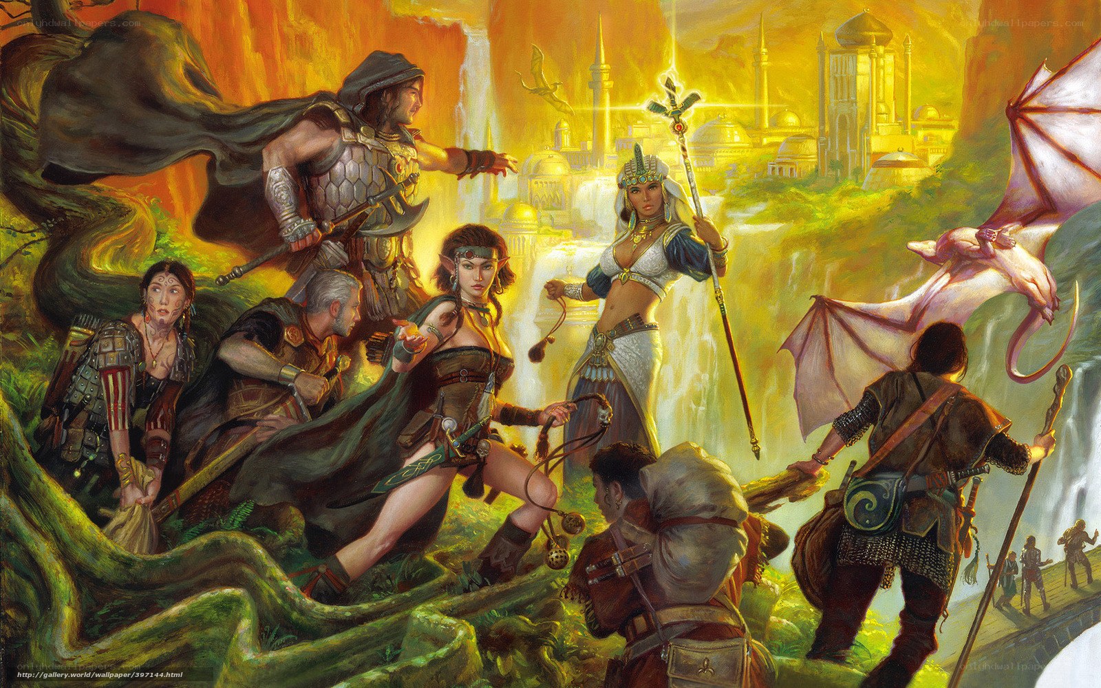 Fantasy adventurers journeying