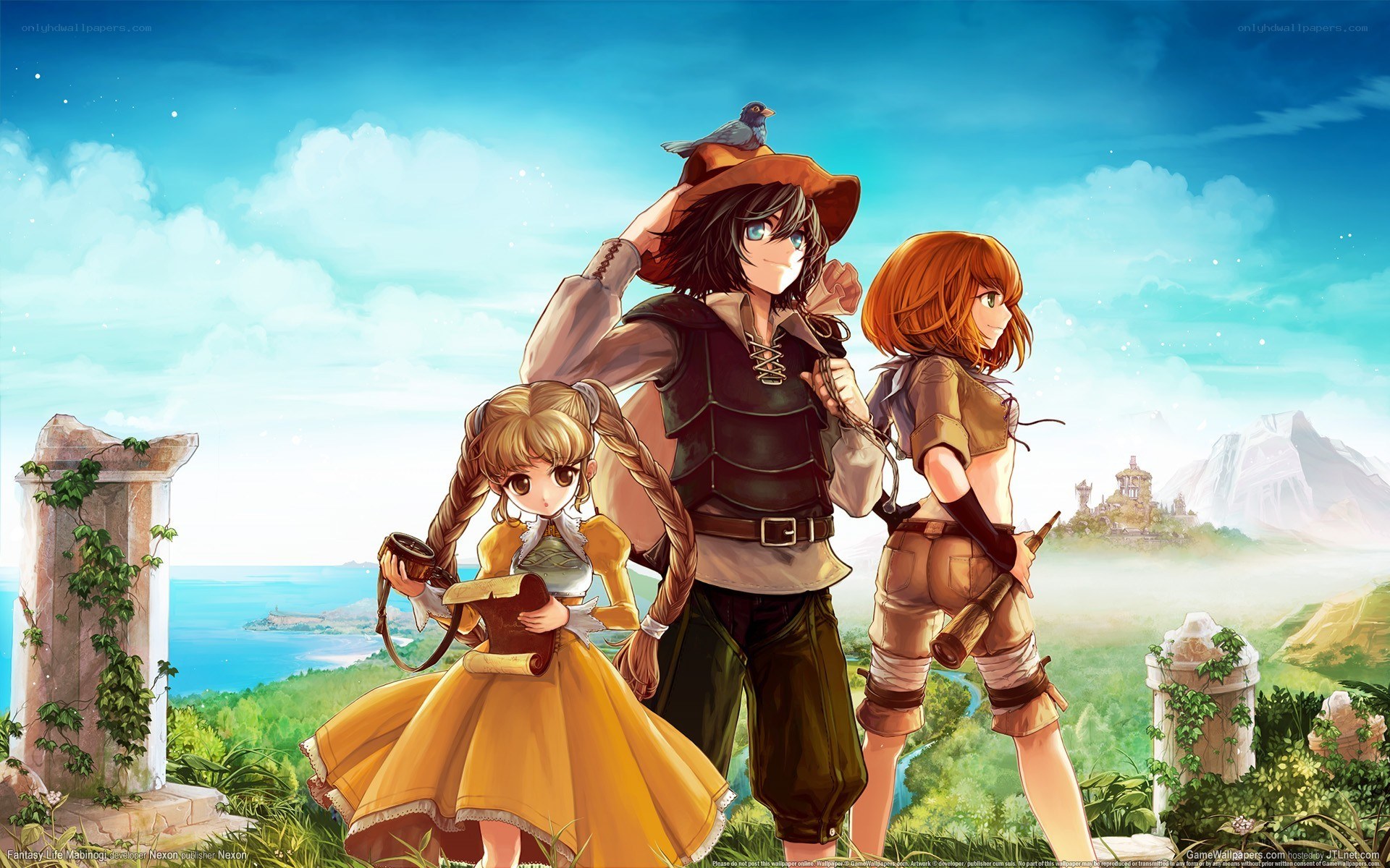 fantasy adventurers on a cliff