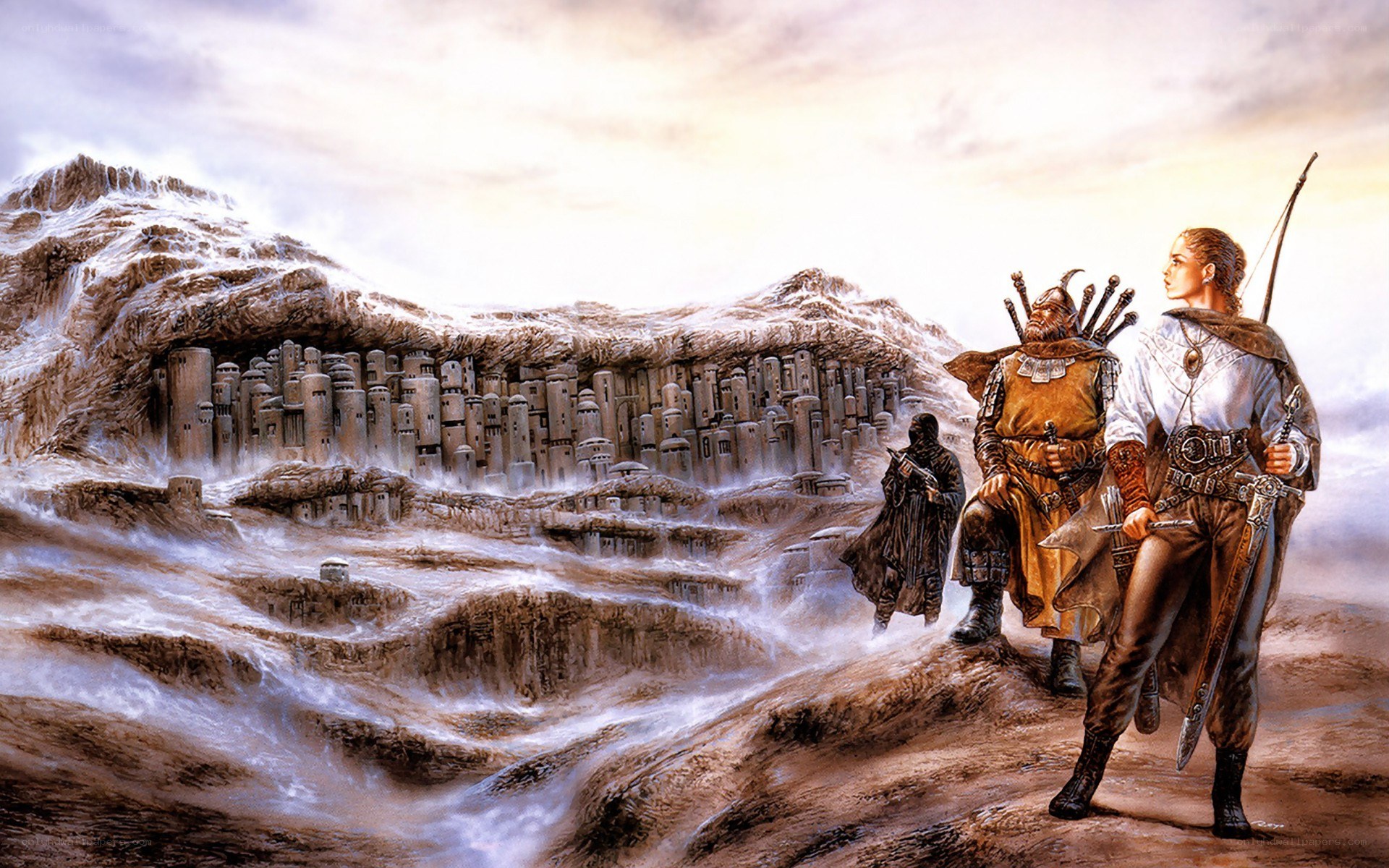 Fantasy adventurers view city