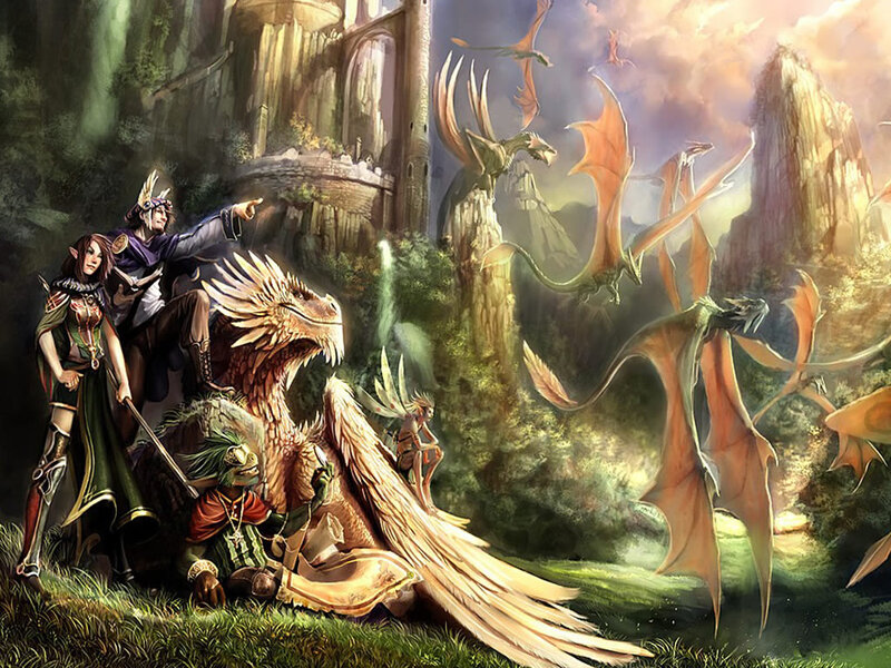 Fantasy Adventurers with Dragons — Green