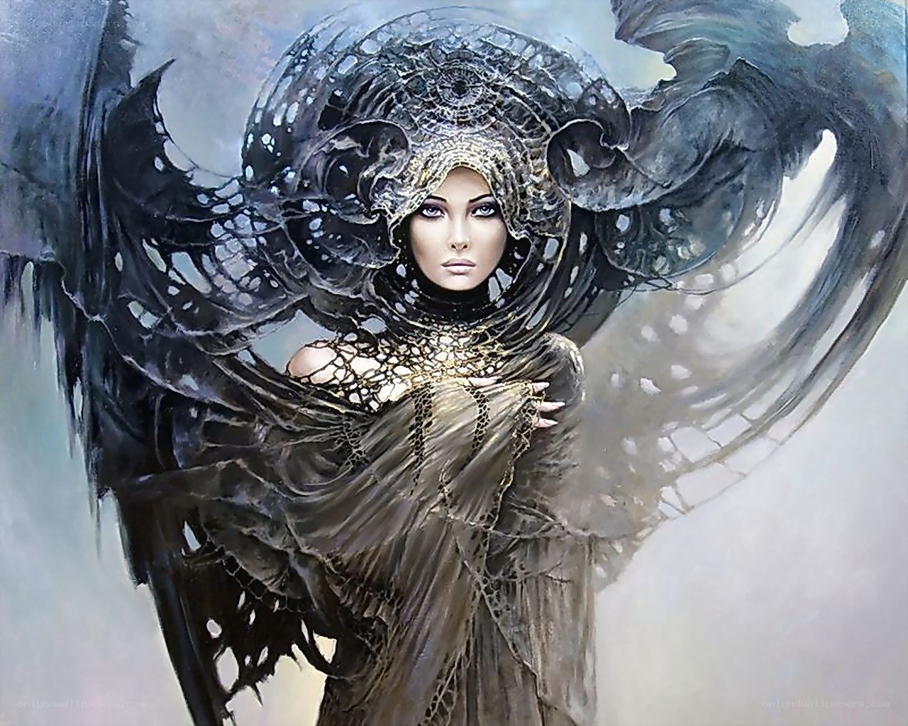 Fantasy angel with intricate wings