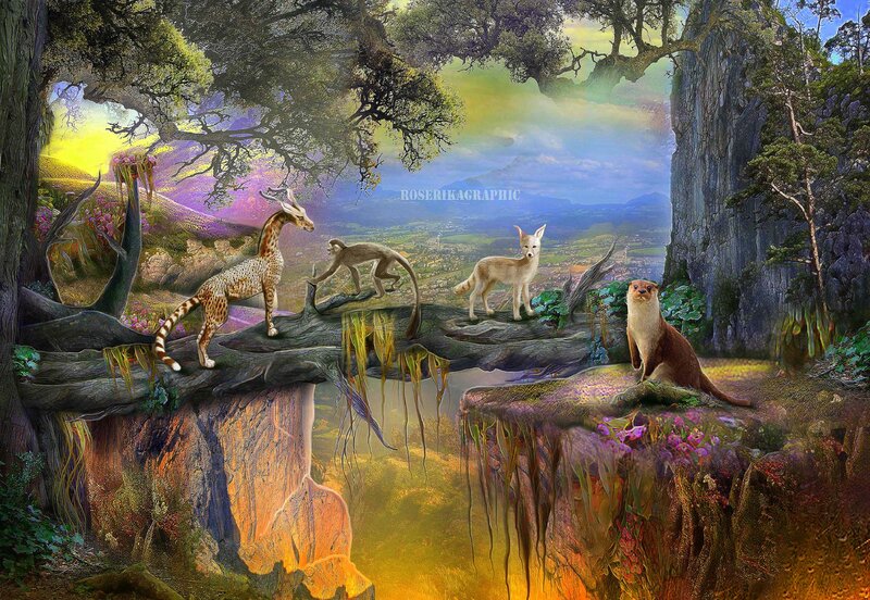 Fantasy Animals on Bridge
