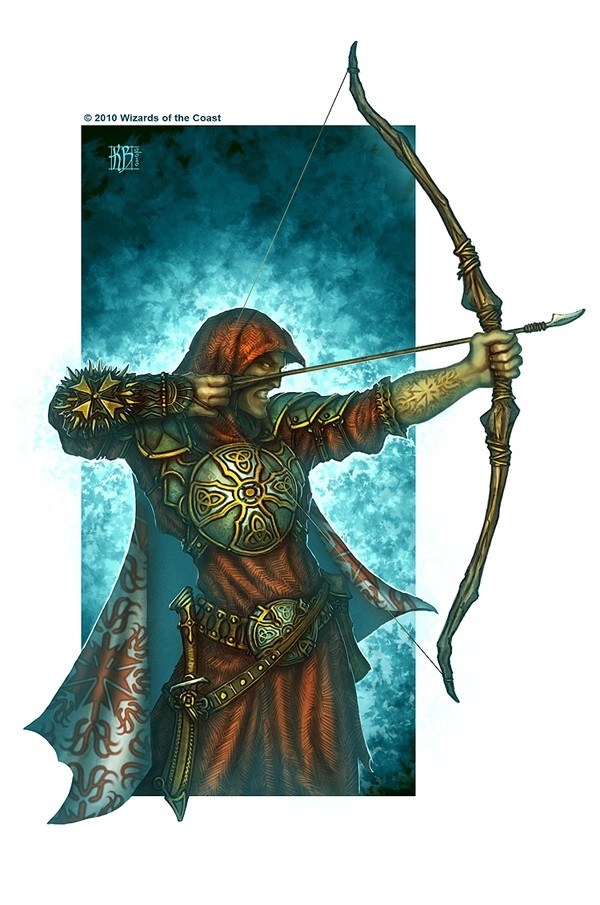 fantasy archer in red hood