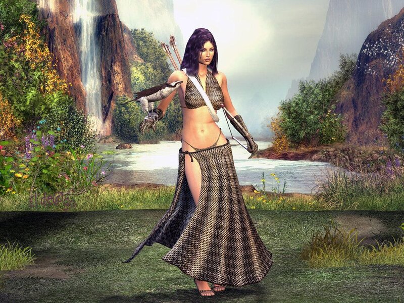 Fantasy archer with falcon