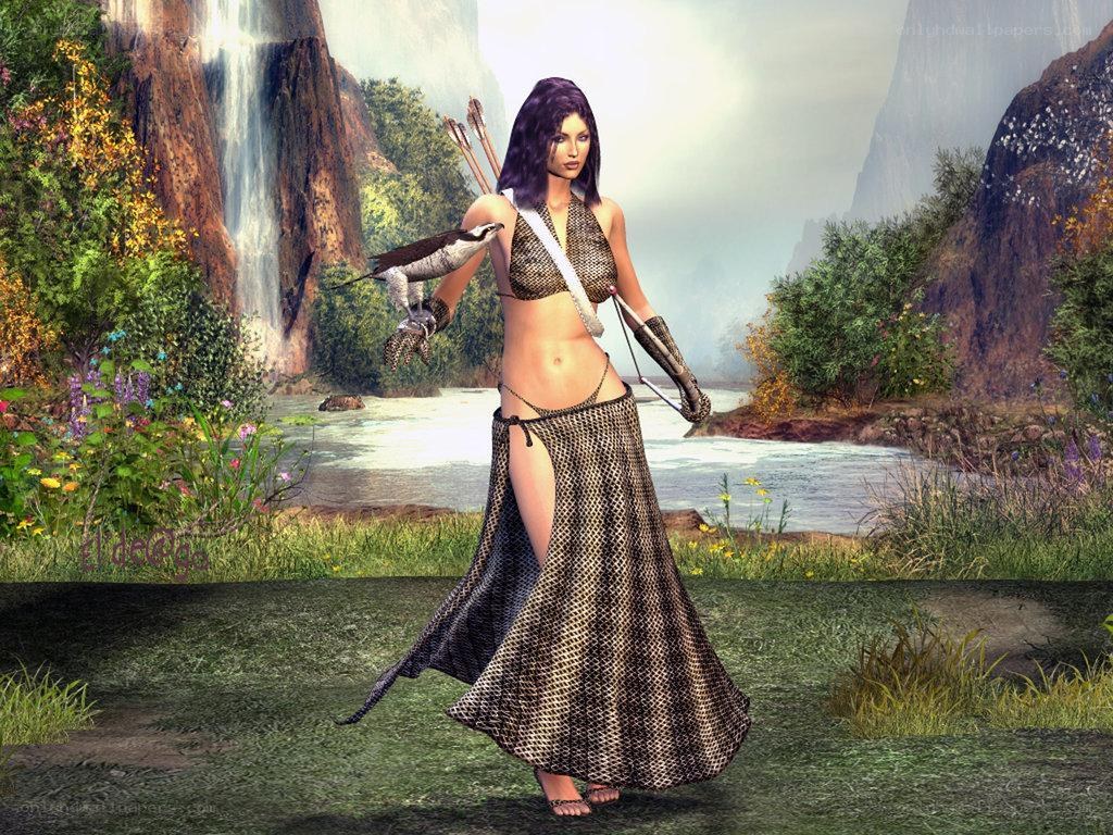 Fantasy archer with falcon