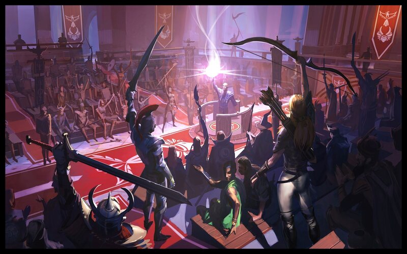 Fantasy arena battle scene