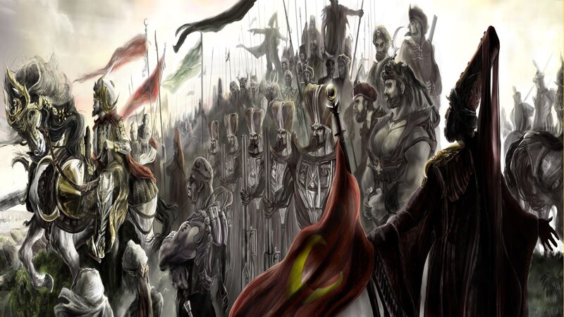 Fantasy army battle scene