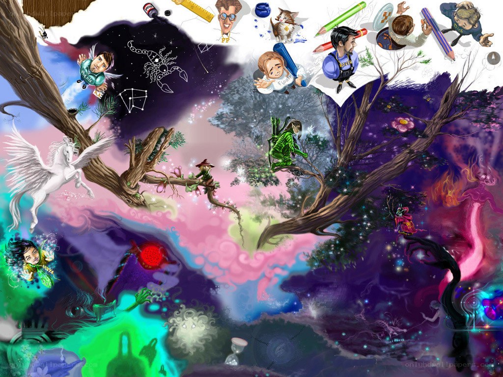 Fantasy art collage with characters