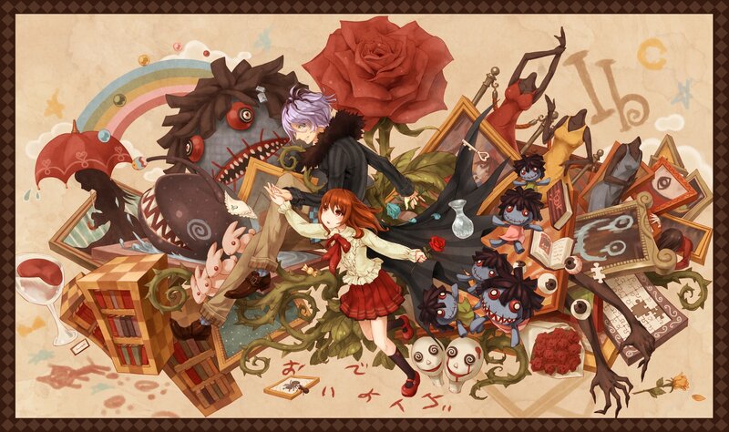 Fantasy art with characters and creatures