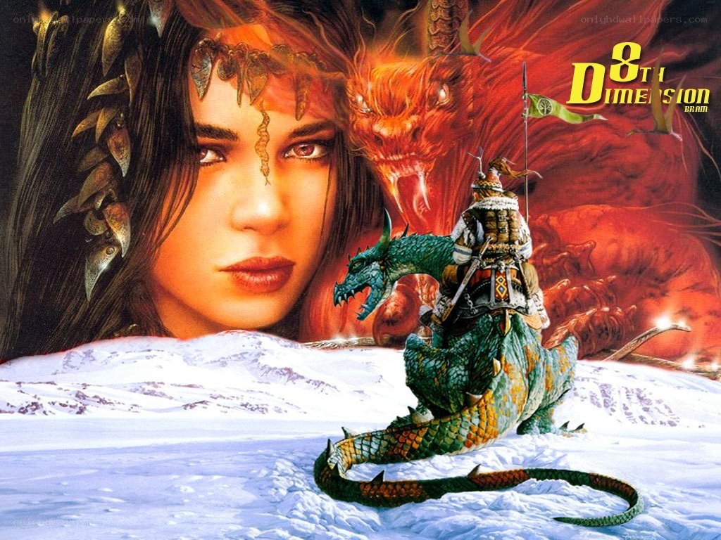 Fantasy artwork with dragons