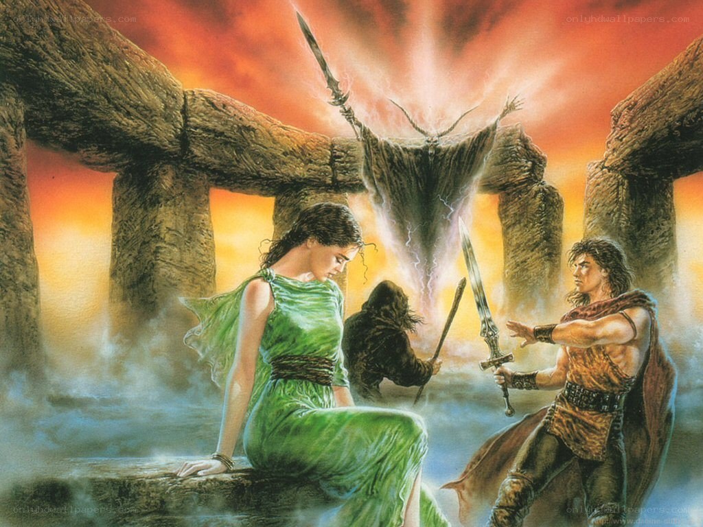 Fantasy battle at ancient stones