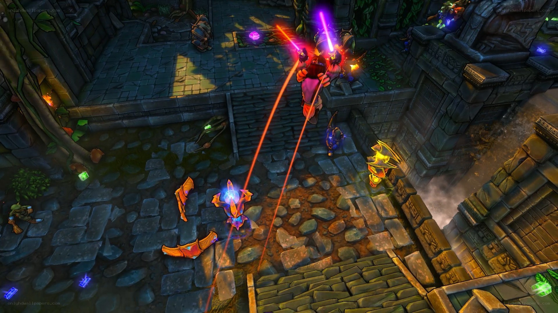 fantasy battle in ancient ruins
