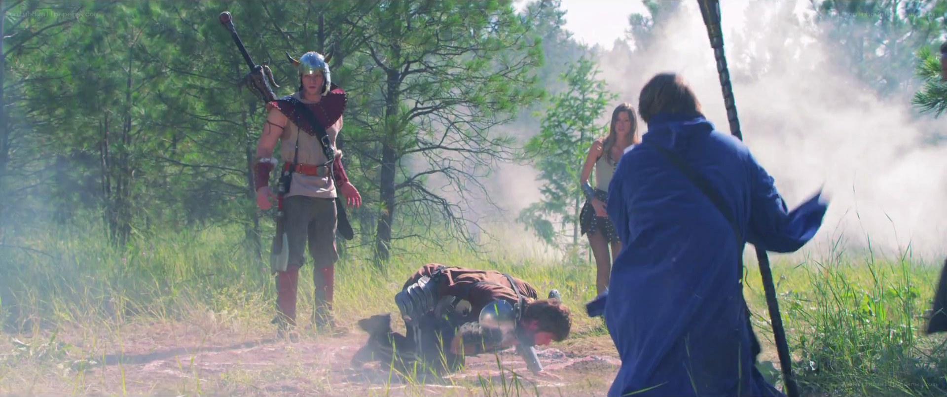 Fantasy battle in forest