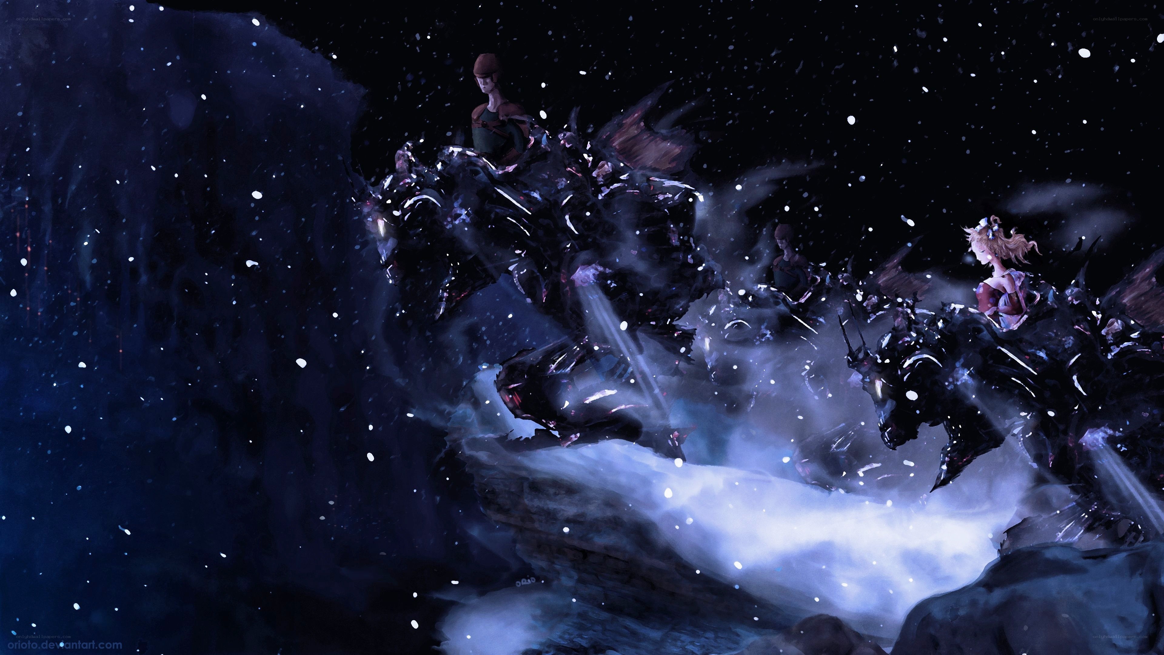 fantasy battle on dark dragons