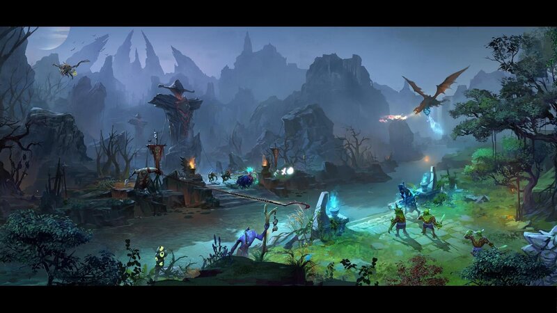Fantasy Battle Scene — Green, Dramatic, Night