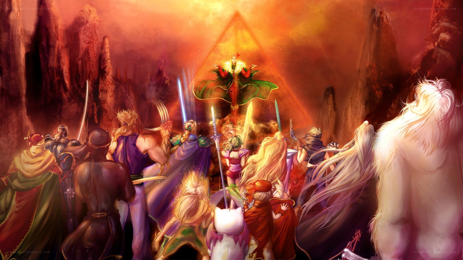 Fantasy battle scene with central figure