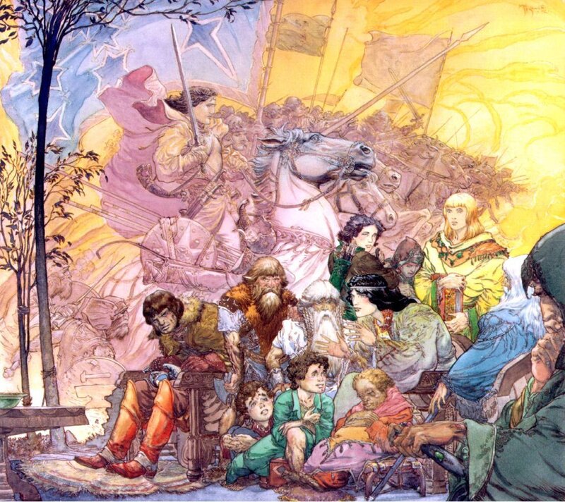 Fantasy battle scene with diverse characters
