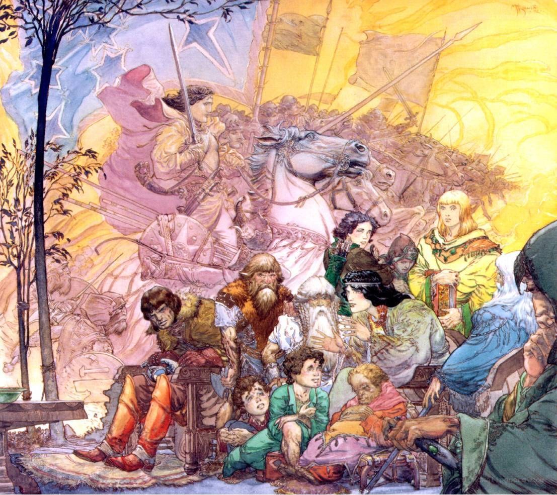 Fantasy battle scene with diverse characters