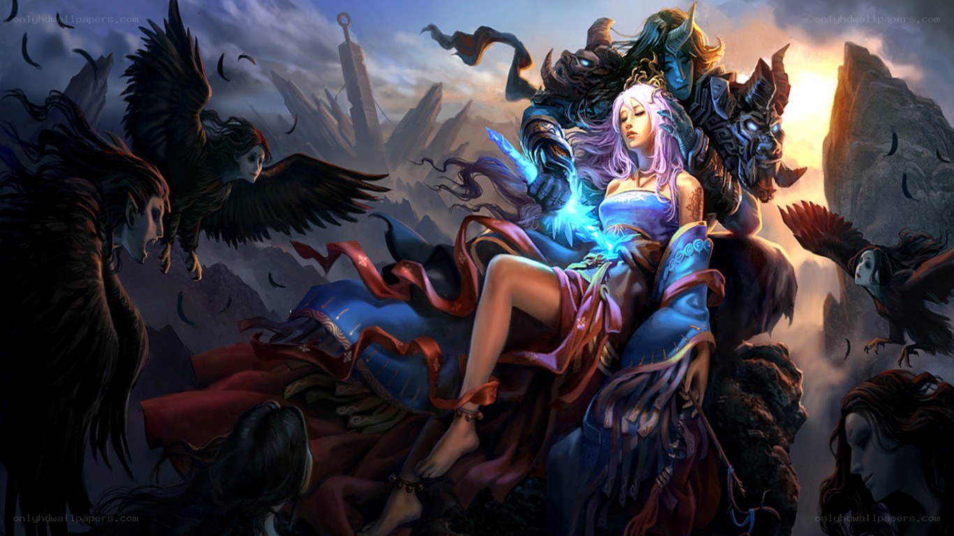 fantasy battle scene with warrior