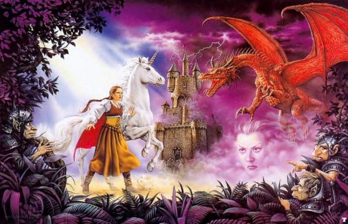 Fantasy battle with dragon