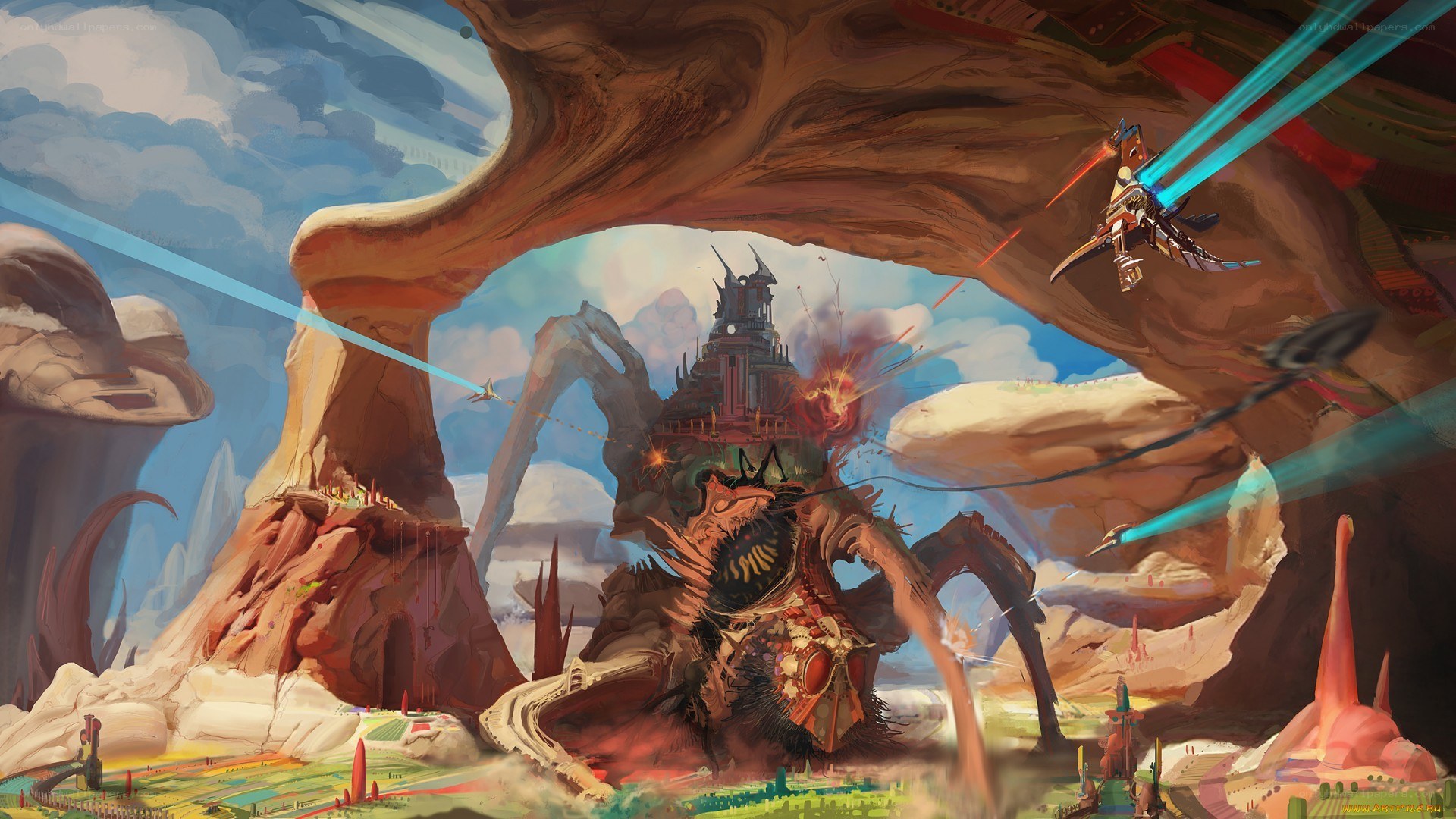 Fantasy battle with giant spider