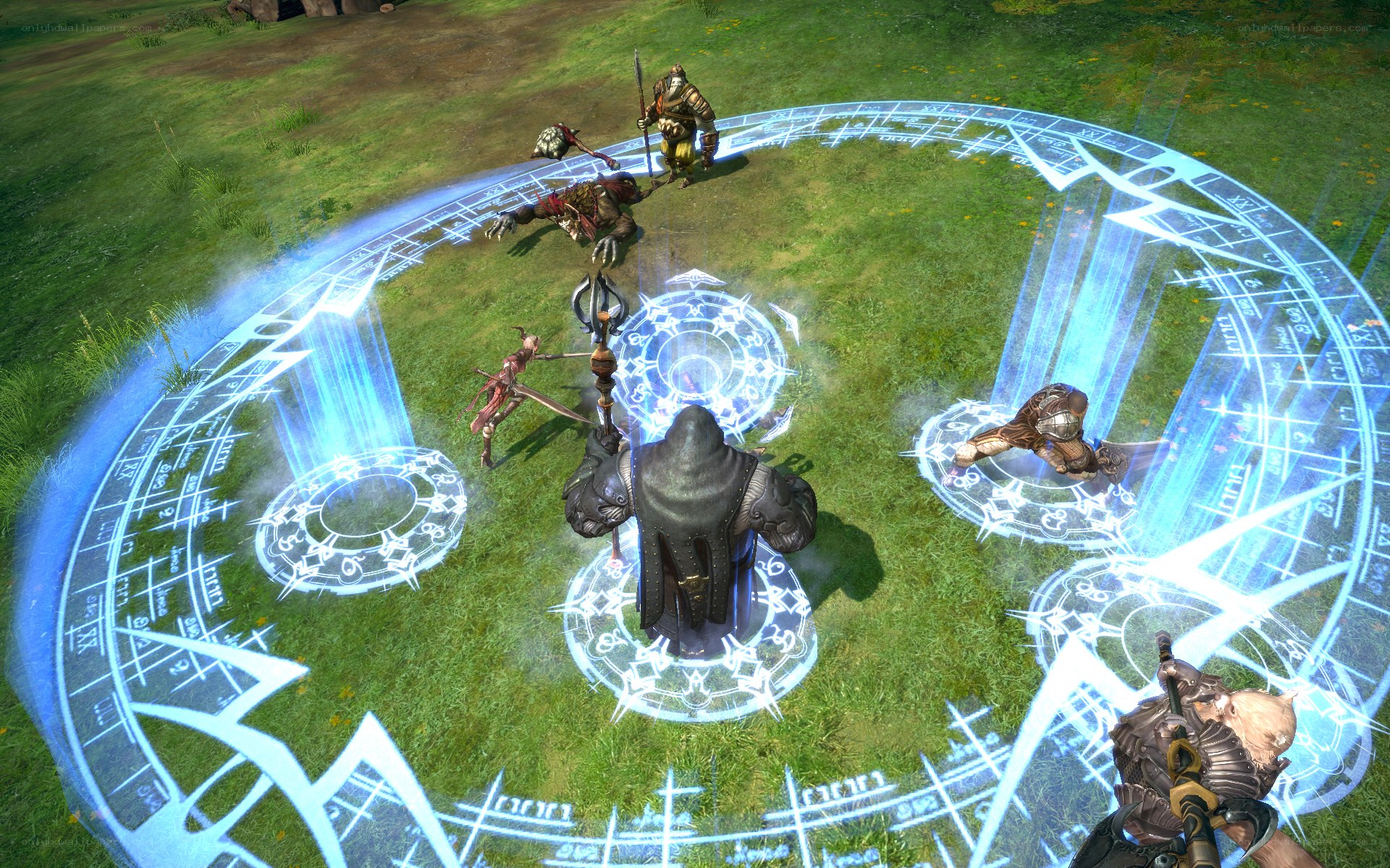 fantasy battle with magic circle