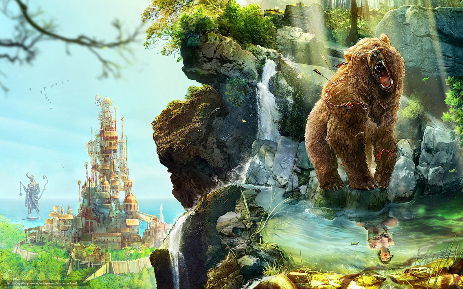 Fantasy bear and castle scene