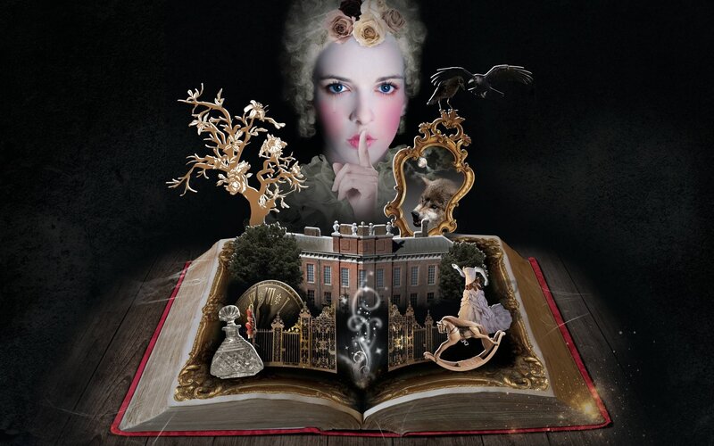 fantasy book with magical scene