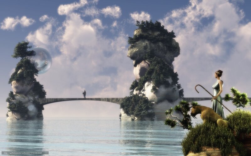 Fantasy bridge between islands