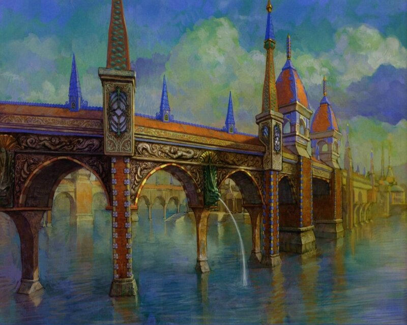Fantasy bridge over water