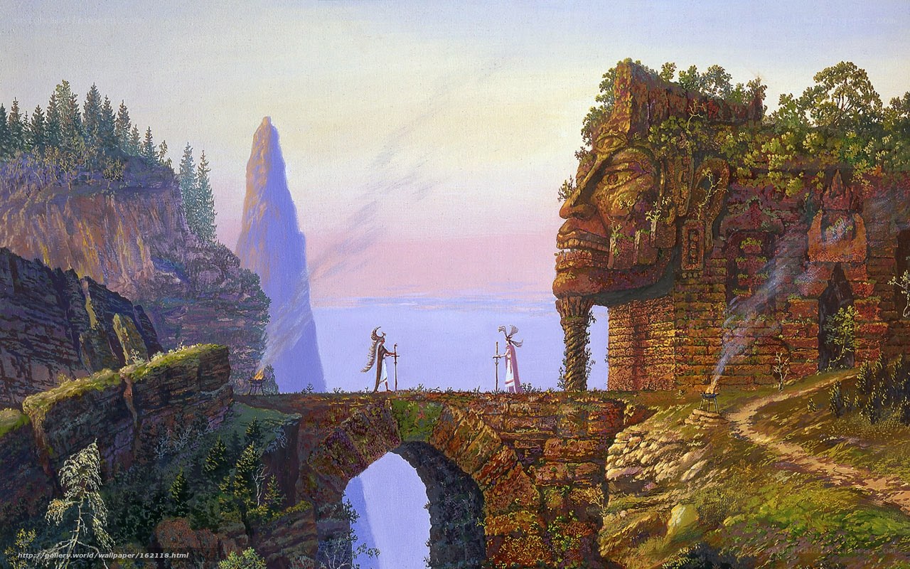 Fantasy bridge with stone face