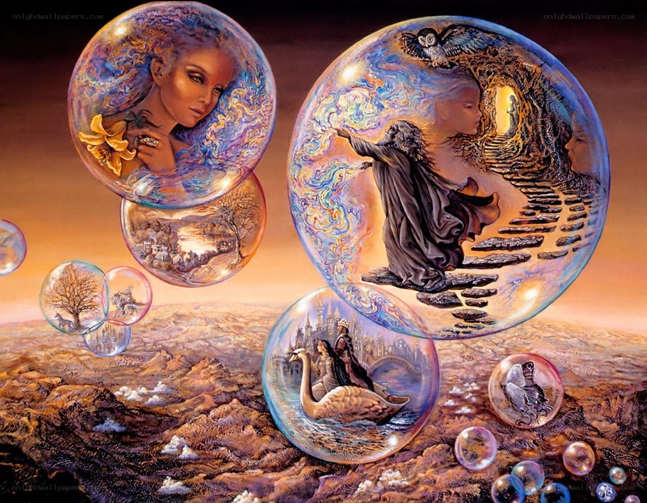 Fantasy bubbles with scenes