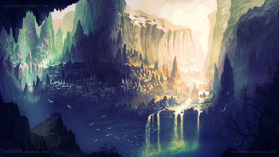 fantasy canyon cityscape