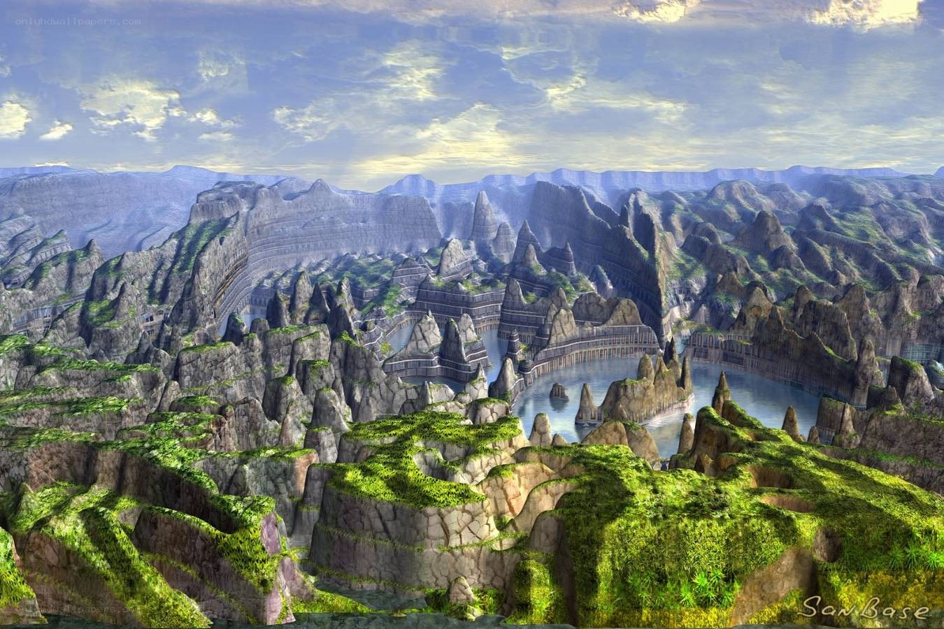 fantasy canyon cityscape