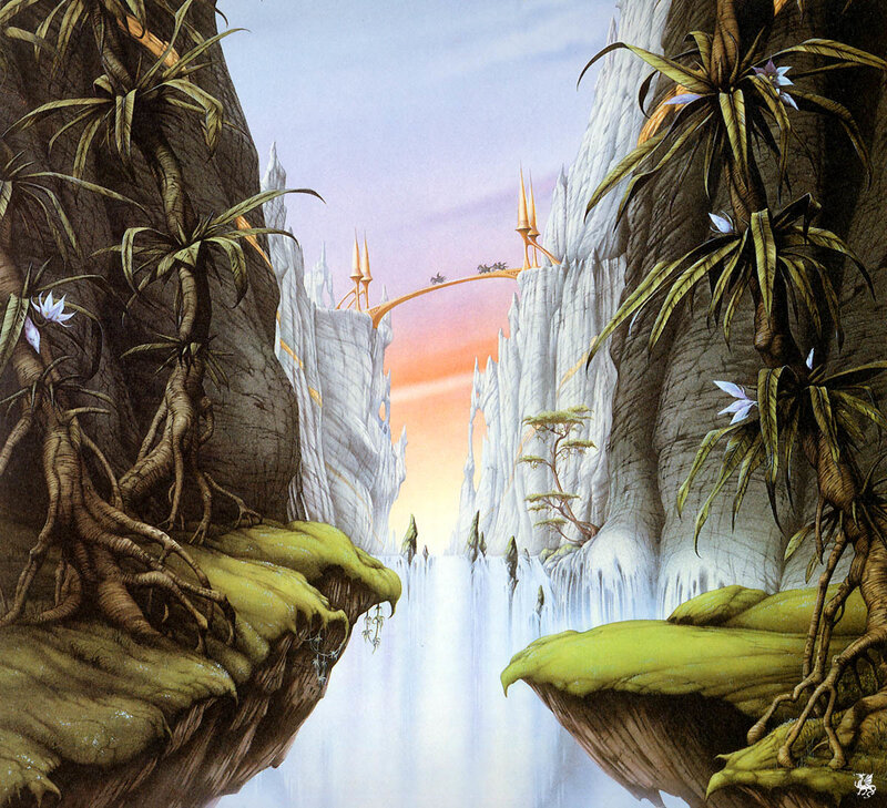Fantasy canyon with bridge