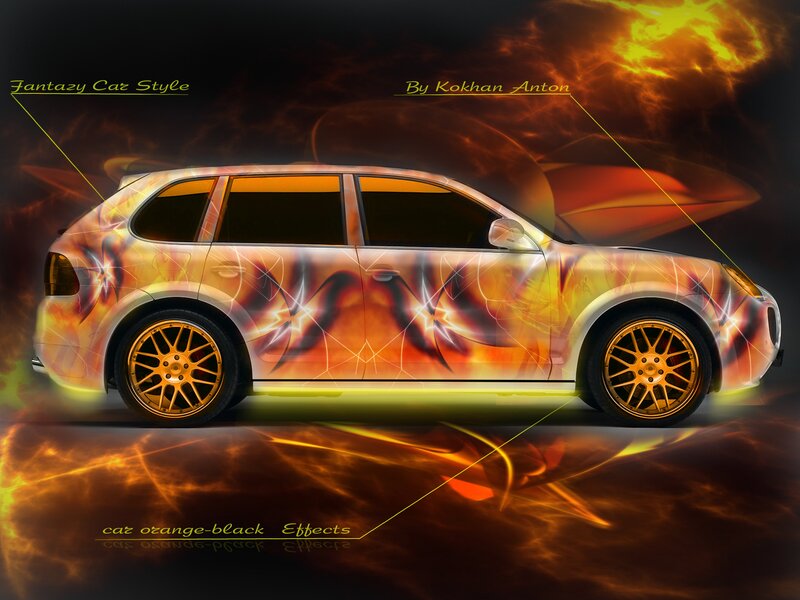 Fantasy car with flame design