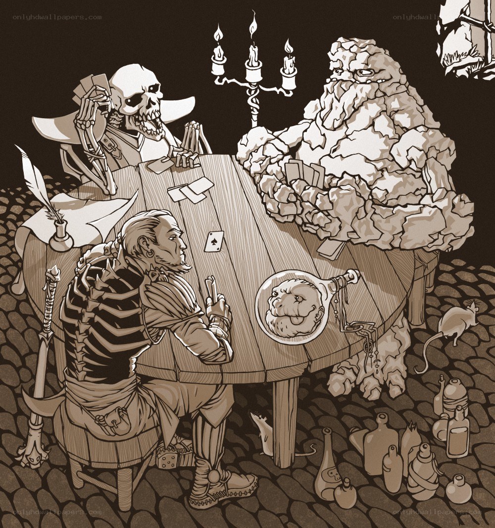 Fantasy card game with monsters