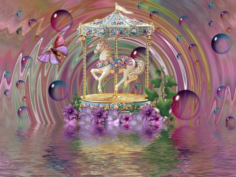 Fantasy carousel in a dreamy world
