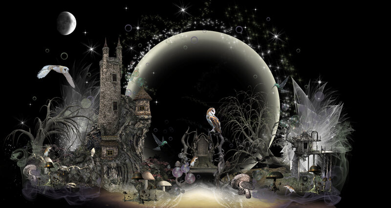 Fantasy Castle at Night — Black
