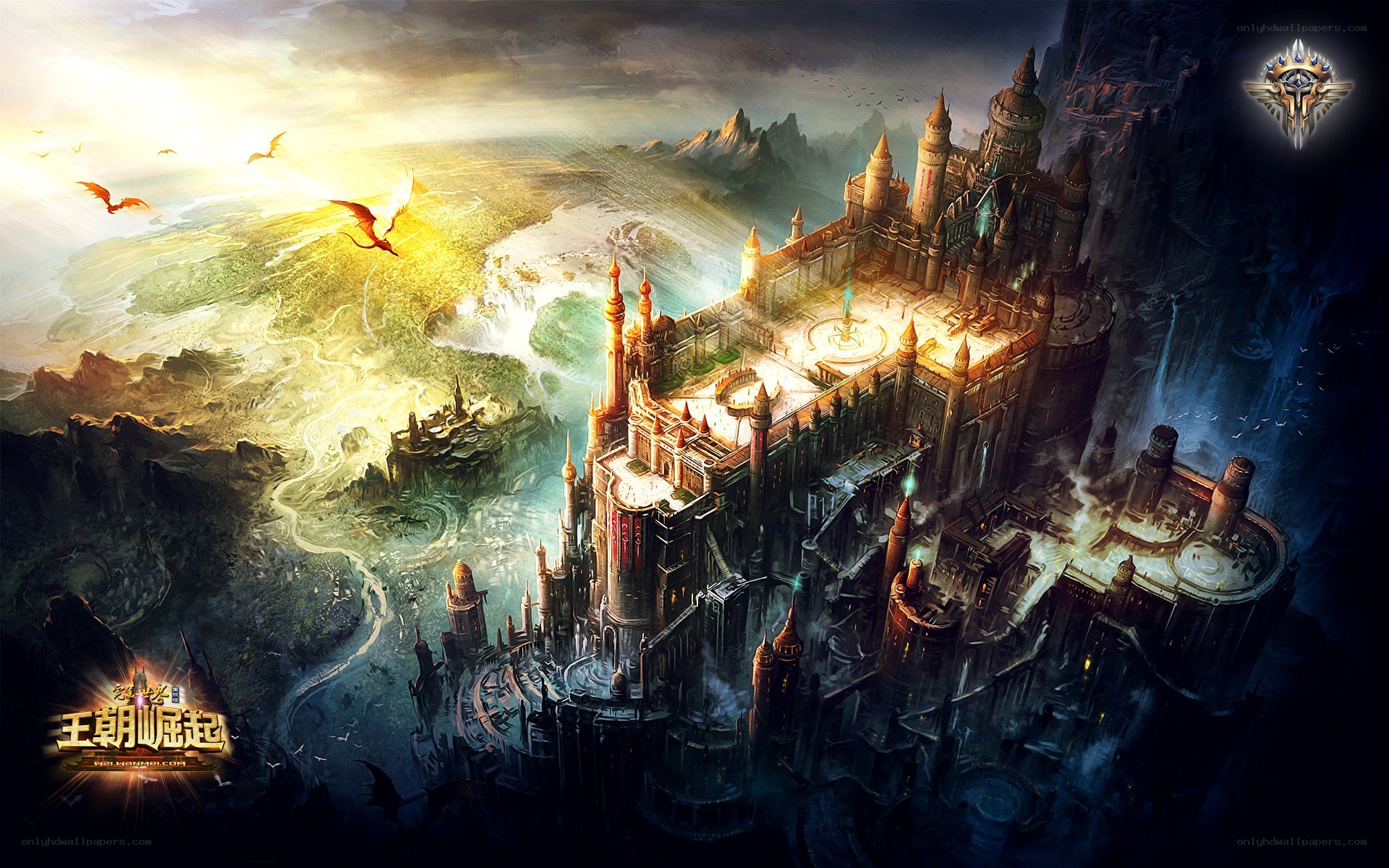 Fantasy castle at sunrise
