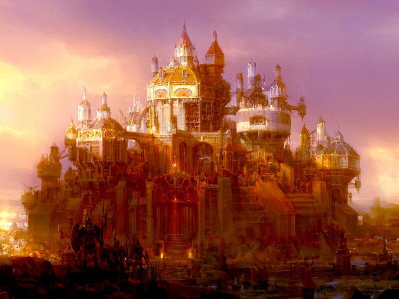 Fantasy Castle at Sunset — Purple