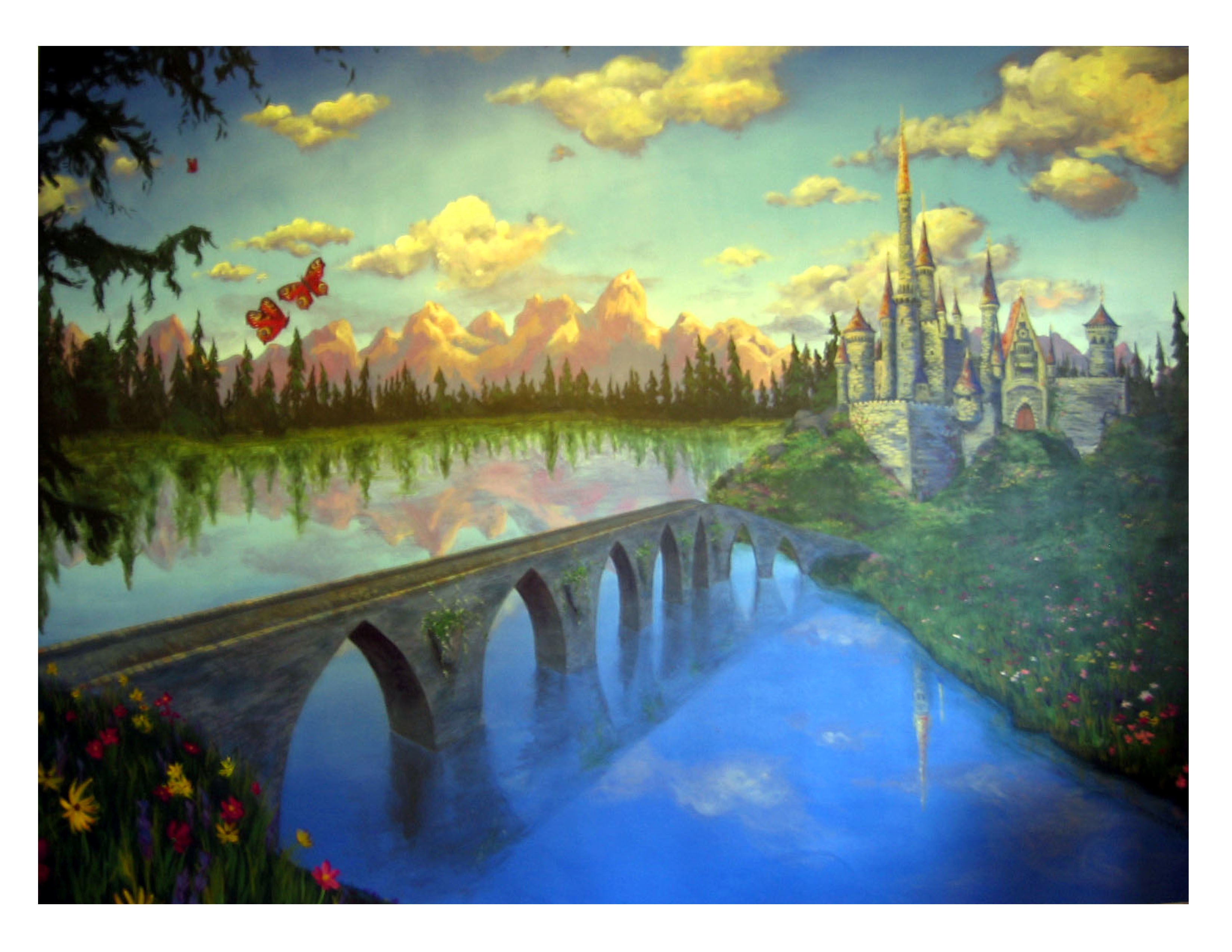Fantasy castle by a lake