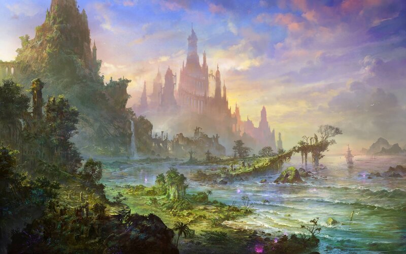 Fantasy Castle by Sea — Blue