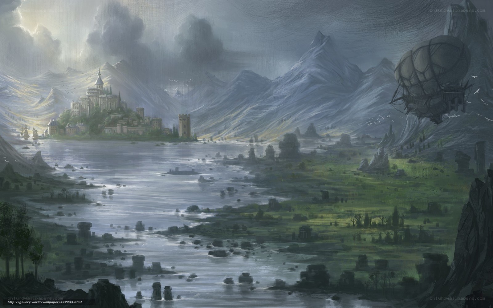 Fantasy castle by the lake