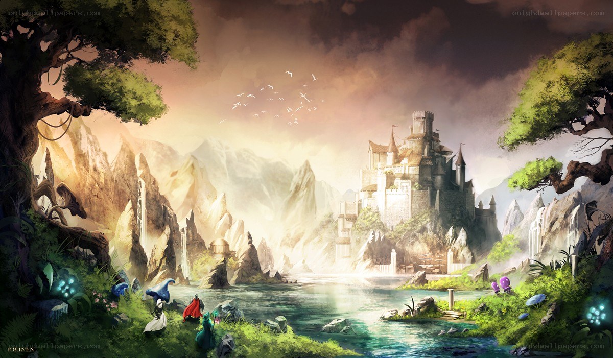 Fantasy castle by the lake