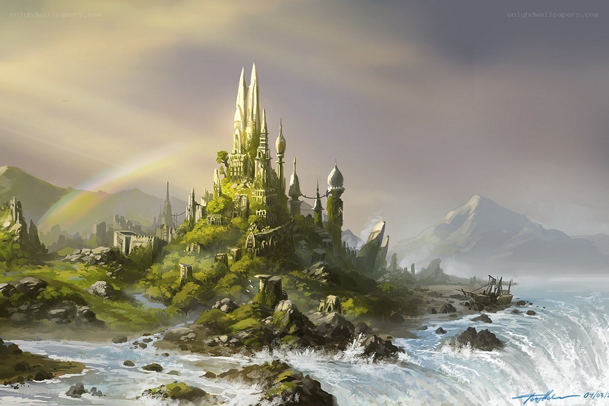Fantasy castle by the sea