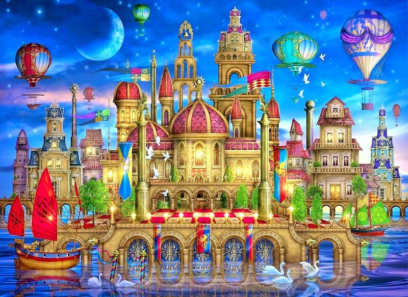 Fantasy Castle City — Blue, Magical